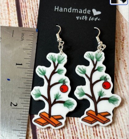 Charlie Brown Christmas Tree - Dangle Earrings