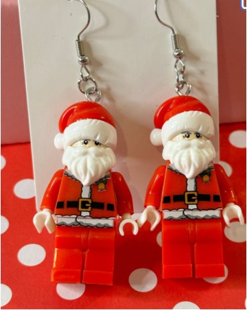 Lego Style Santa - Dangle Earrings